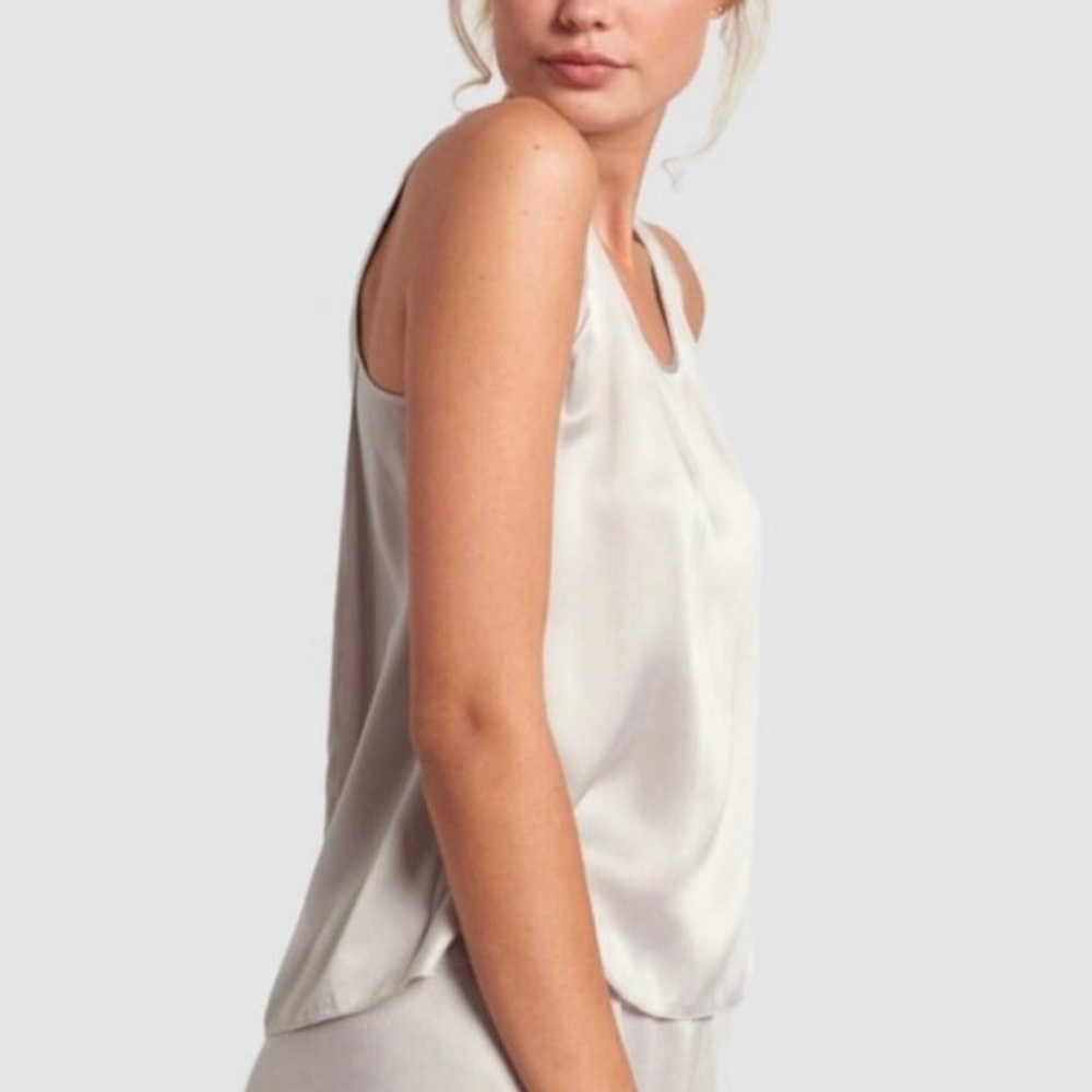 Lunya NEW Cloud Silver Washable Silk Tulip Back Tank Top Medium